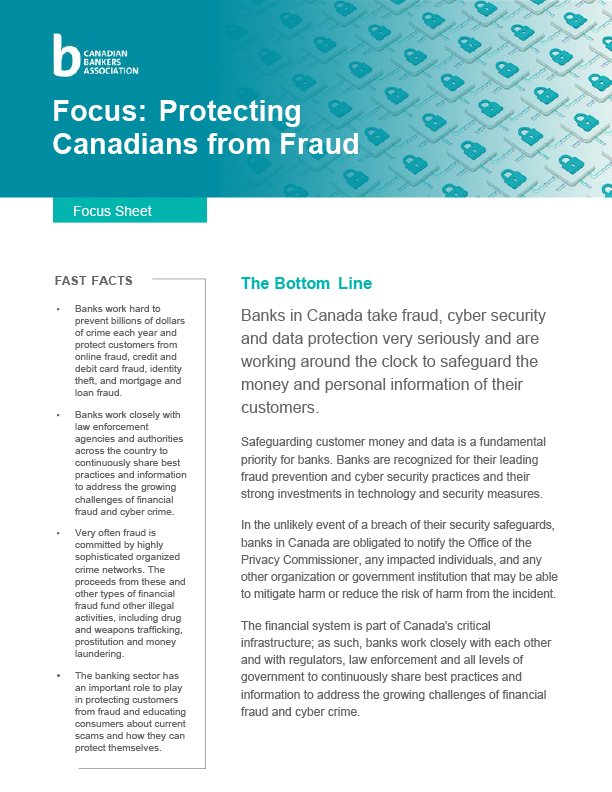 cover of protecting canadians from fraud document