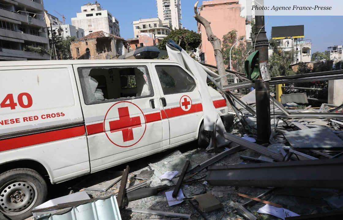 red cross vehicle in Lebanon