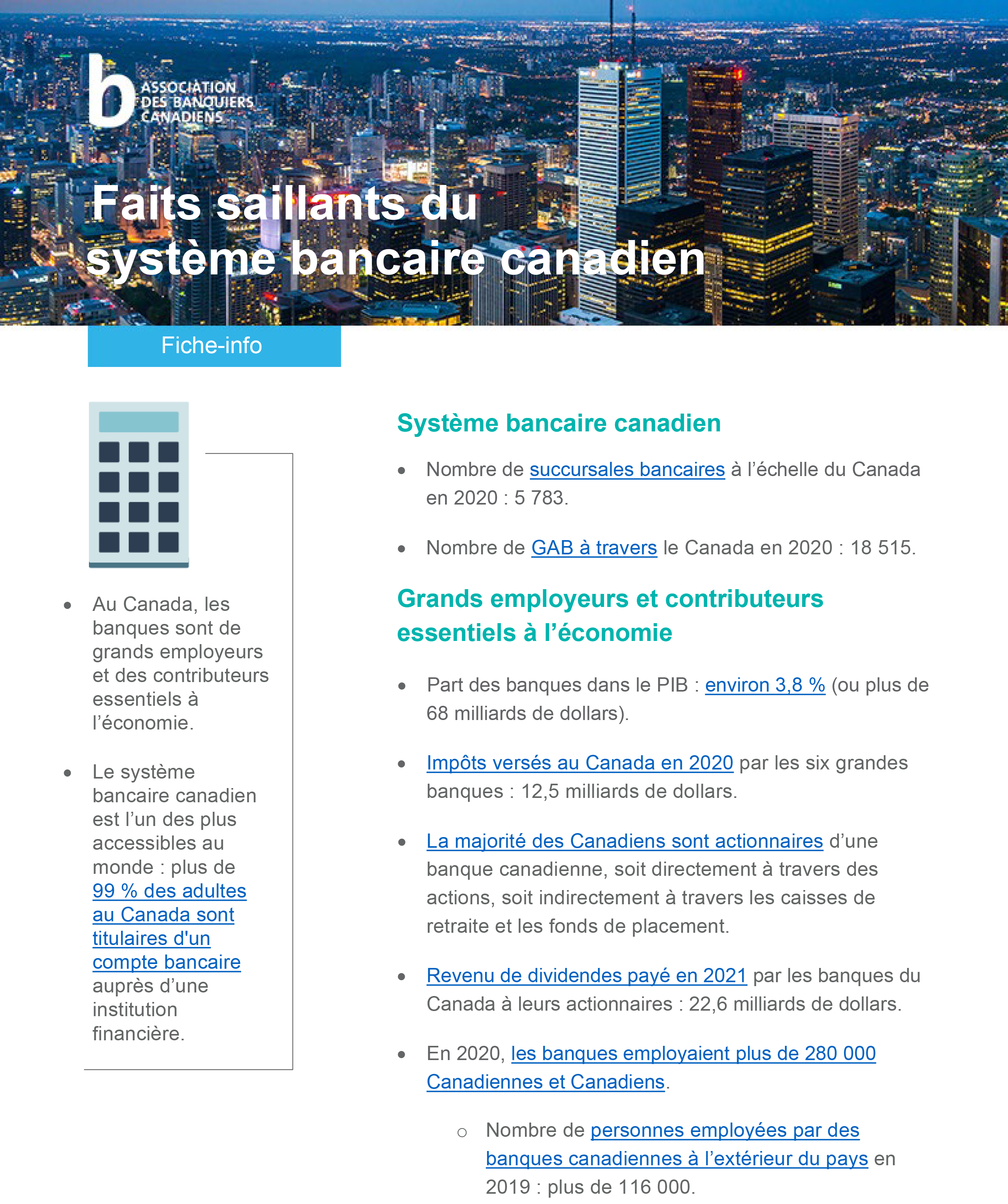 Fiche Info - Faits Saillants Du Système Bancaire Canadien