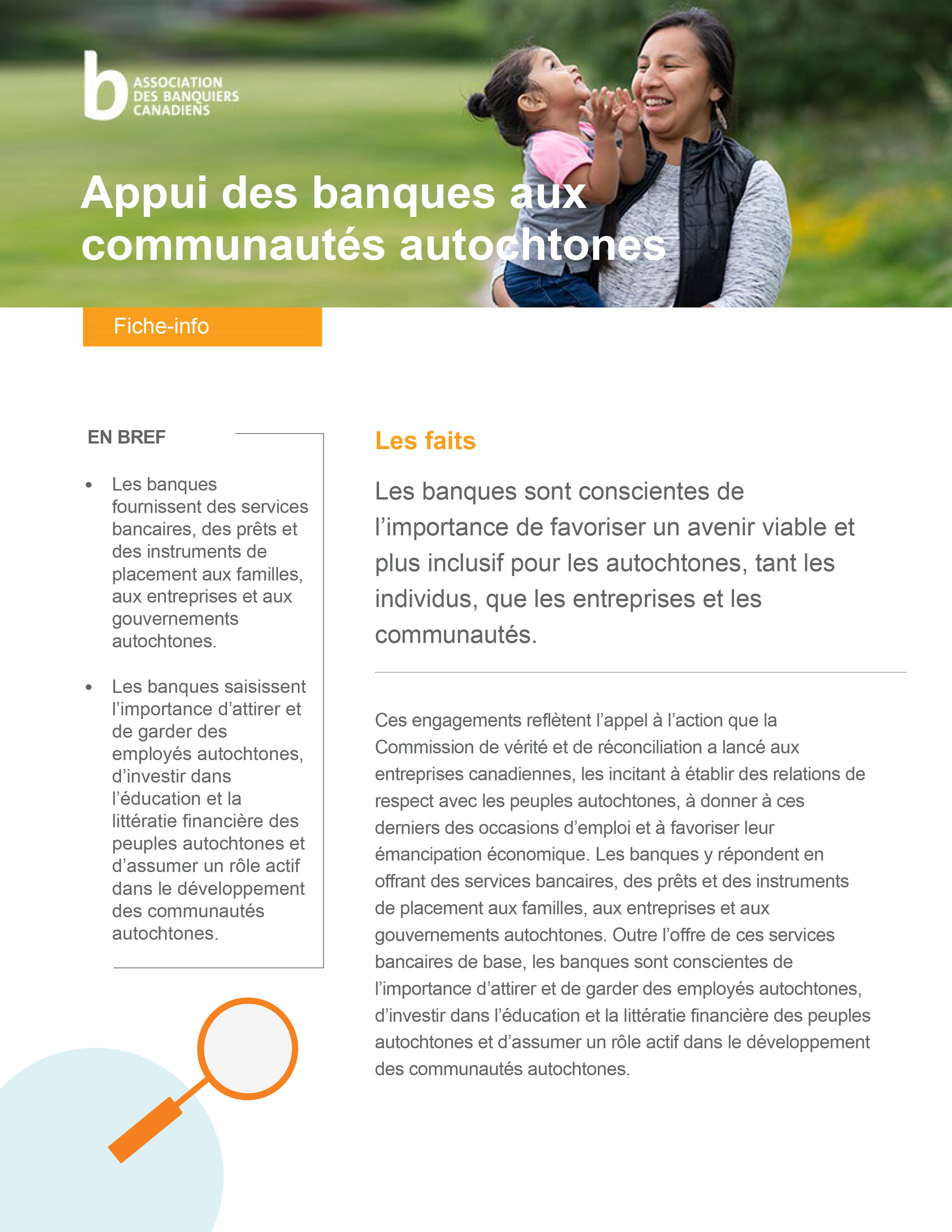 cover of focus sheet on bank support for indigenous communities