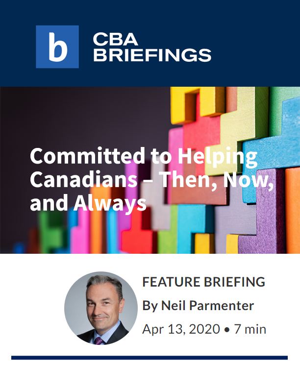 screenshot of briefings article on banks helping canadians