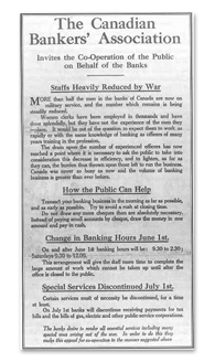Cet avis public, publié par l’ABC durant la Première Guerre mondiale