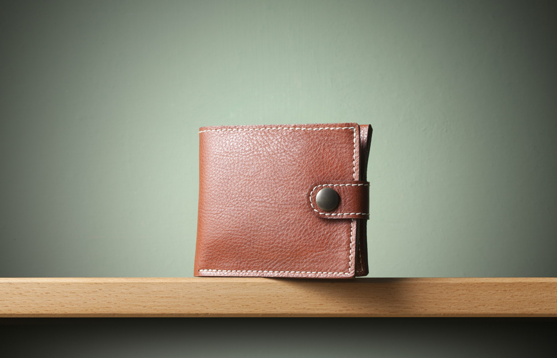 brown wallet on a ledge