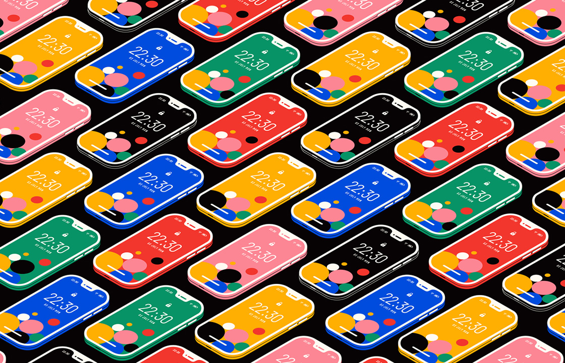 an illustration of coloured mobile phones