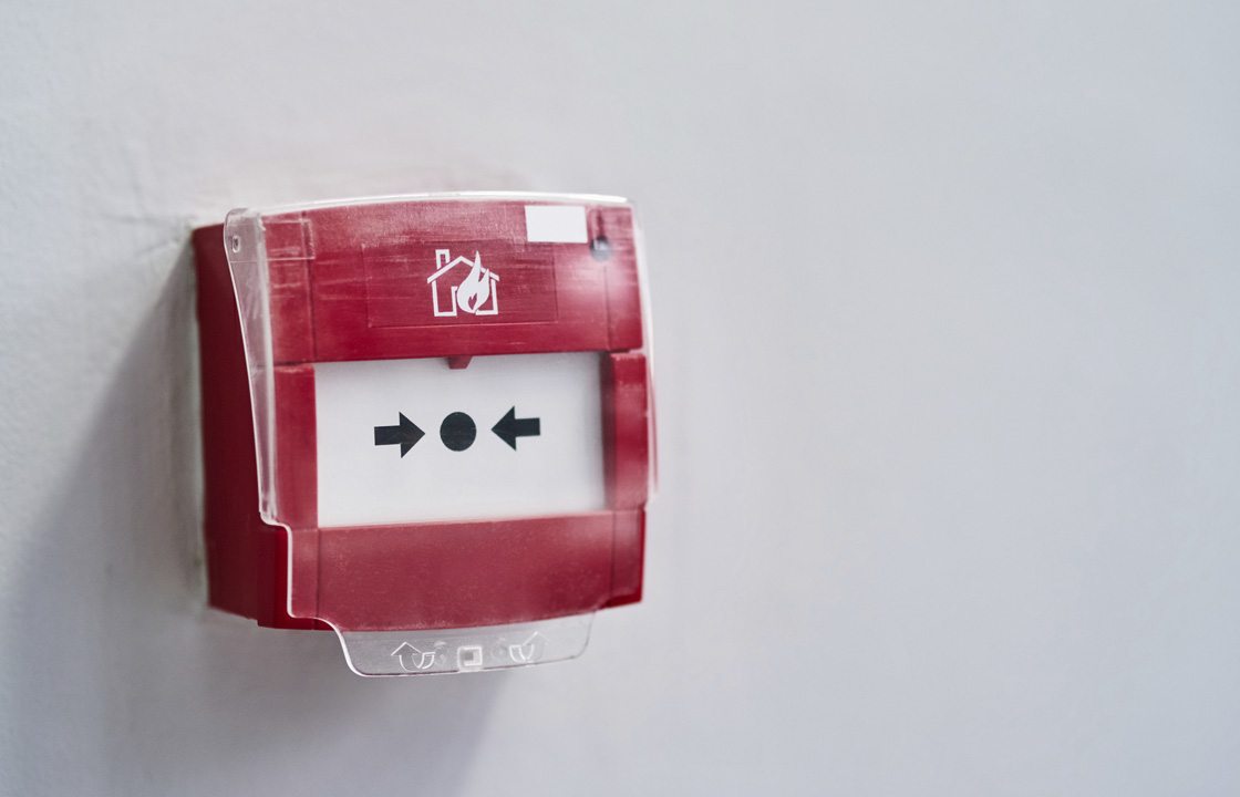 red box fire alarm to be pulled in case of emergency