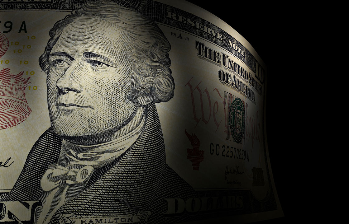 Alexander Hamilton on the United States ten dollar bill