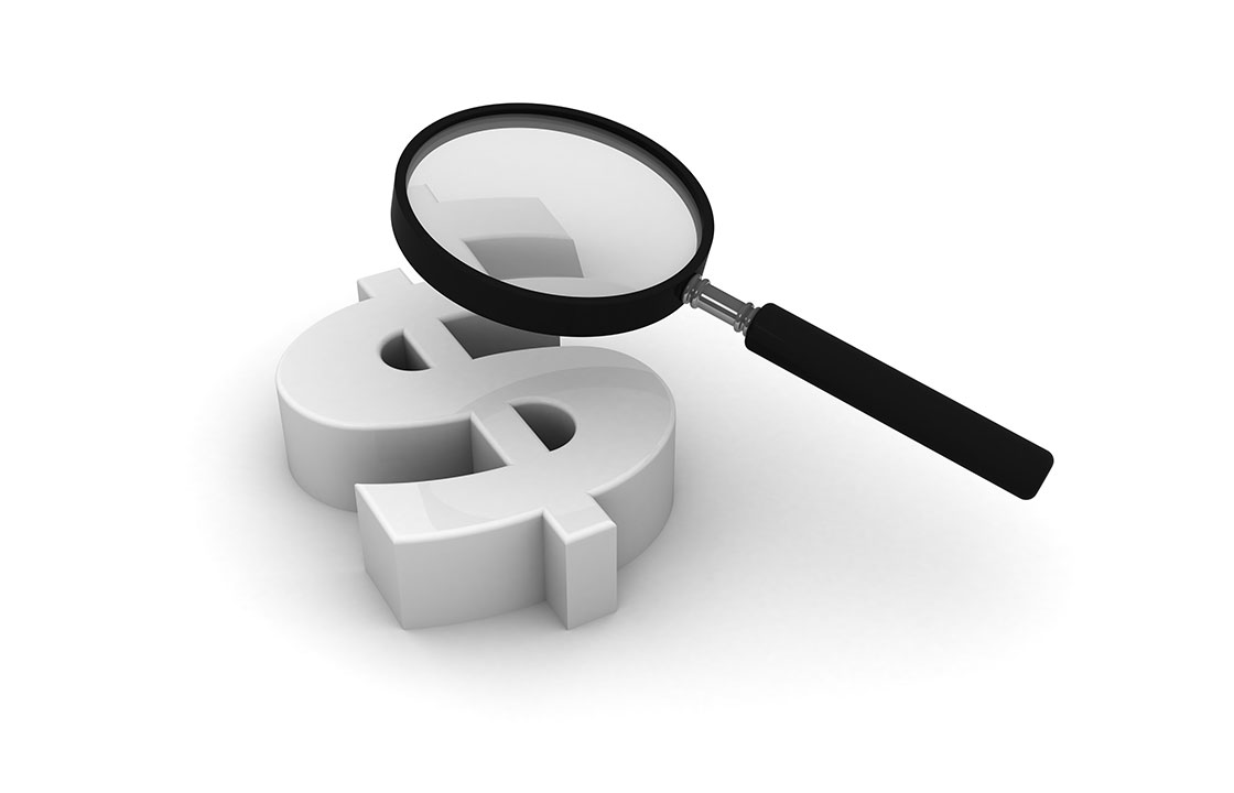 graphic of a magnifying glass examining a dollar sign