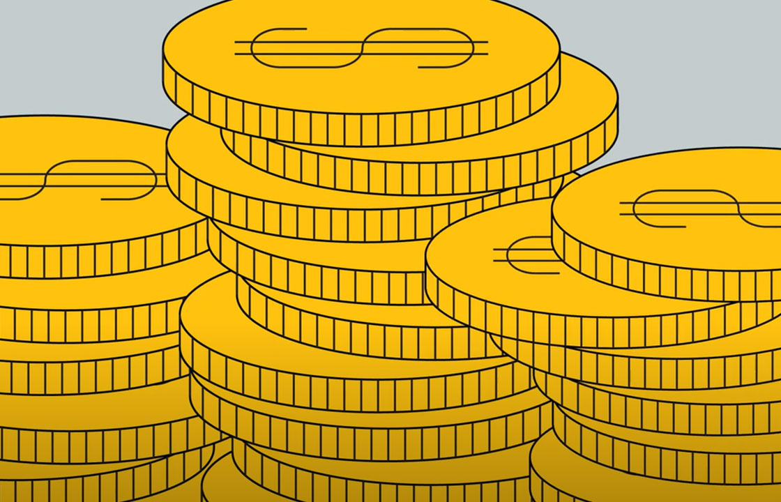 stacks of yellow coins
