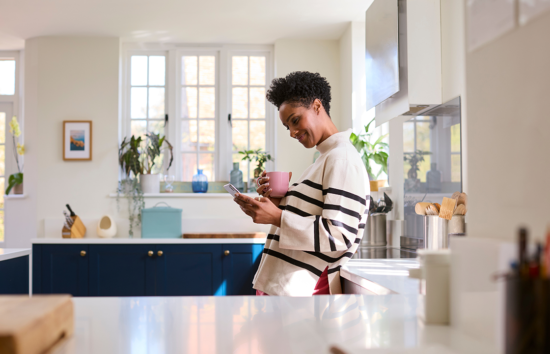woman looking at her phone