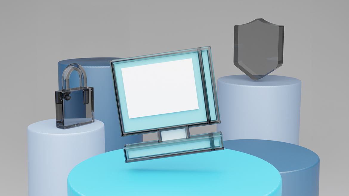 computer padlock and shield