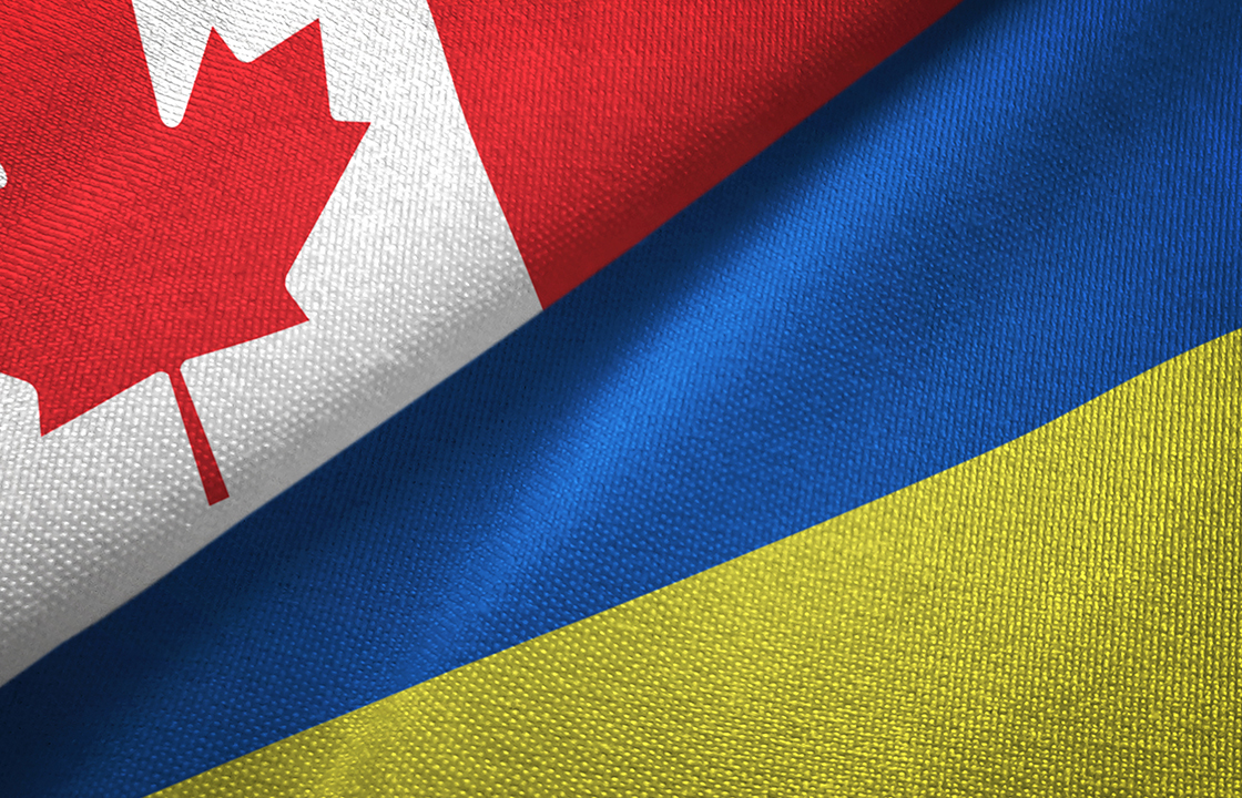 Canadian and Ukrainian flags