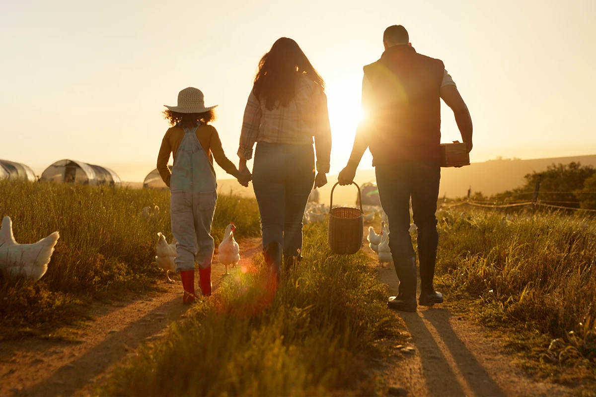 image of a family on a farm
